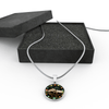 Father Daughter Best Friends Fist Bump (color)  - Silver Finished Circle Necklace - podprintz.com