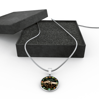Father Daughter Best Friends Fist Bump (color)  - Silver Finished Circle Necklace - podprintz.com