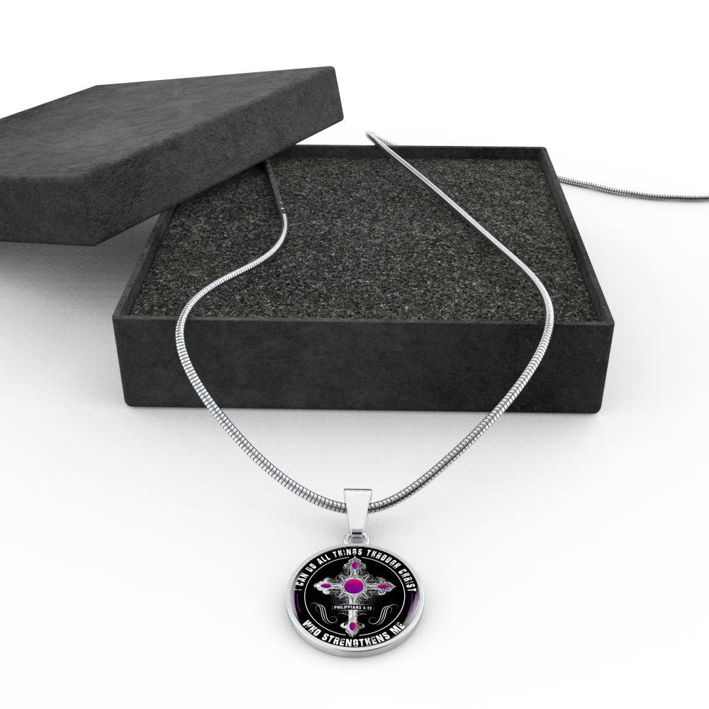 I Can Do All Things Through Christ - Silver Finished Circle Necklace - podprintz.com
