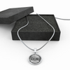 FATHER DAUGHTER FIST BUMP BEST FRIENDS - (BLACK ON TRANSPARENT) SILVER FINISHED CIRCLE NECKLACE - podprintz.com
