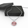 My Little Girl Forever, Love Dad (Red Ribbon Heart) - Transparent Silver Finished Circle Necklace - podprintz.com