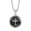 LORD IS MY STRENGTH AND MY SHIELD (YELLOW CROSS) - SILVER AND GOLD FINISHED CIRCLE NECKLACE EO - podprintz.com