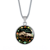 Father Daughter Best Friends Fist Bump (color)  - Silver Finished Circle Necklace - podprintz.com