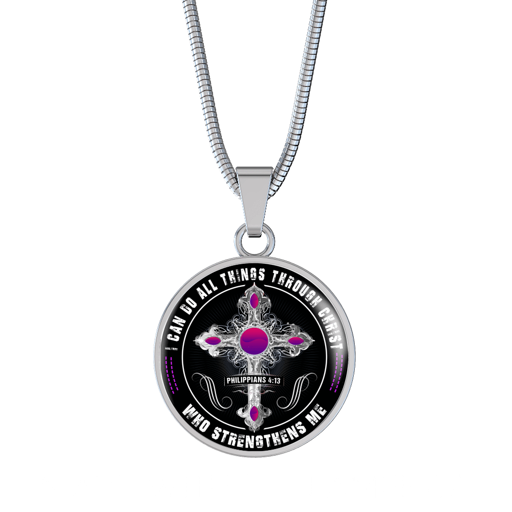 I Can Do All Things Through Christ - Silver Finished Circle Necklace - podprintz.com