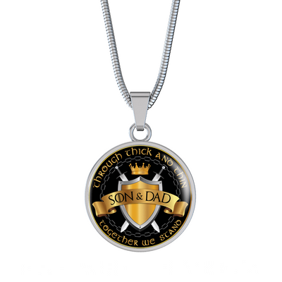 Son and Dad Through Thick and Thin - Silver Finished Circle Necklace (Father / Son) - podprintz.com