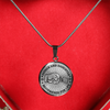 FATHER DAUGHTER FIST BUMP BEST FRIENDS - (BLACK ON TRANSPARENT) SILVER FINISHED CIRCLE NECKLACE - podprintz.com