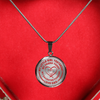 My Little Girl Forever, Love Dad (Red Ribbon Heart) - Transparent Silver Finished Circle Necklace - podprintz.com