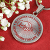 FATHER DAUGHTER FIST BUMP BEST FRIENDS - (RED ON TRANSPARENT) SILVER FINISHED CIRCLE NECKLACE - podprintz.com