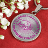 FATHER DAUGHTER FIST BUMP BEST FRIENDS - (PINK ON TRANSPARENT) SILVER FINISHED CIRCLE NECKLACE - podprintz.com