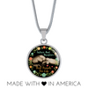 Father Daughter Best Friends Fist Bump (color)  - Silver Finished Circle Necklace - podprintz.com