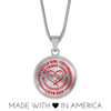 My Little Girl Forever, Love Dad (Red Ribbon Heart) - Transparent Silver Finished Circle Necklace - podprintz.com