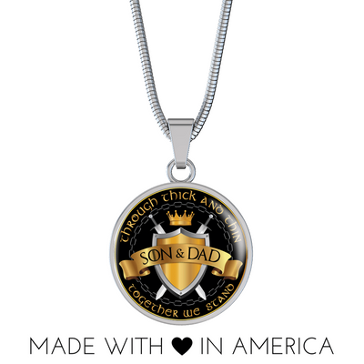 Son and Dad Through Thick and Thin - Silver Finished Circle Necklace (Father / Son) - podprintz.com
