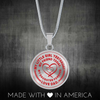 My Little Girl Forever, Love Dad (Red Ribbon Heart) - Transparent Silver Finished Circle Necklace - podprintz.com