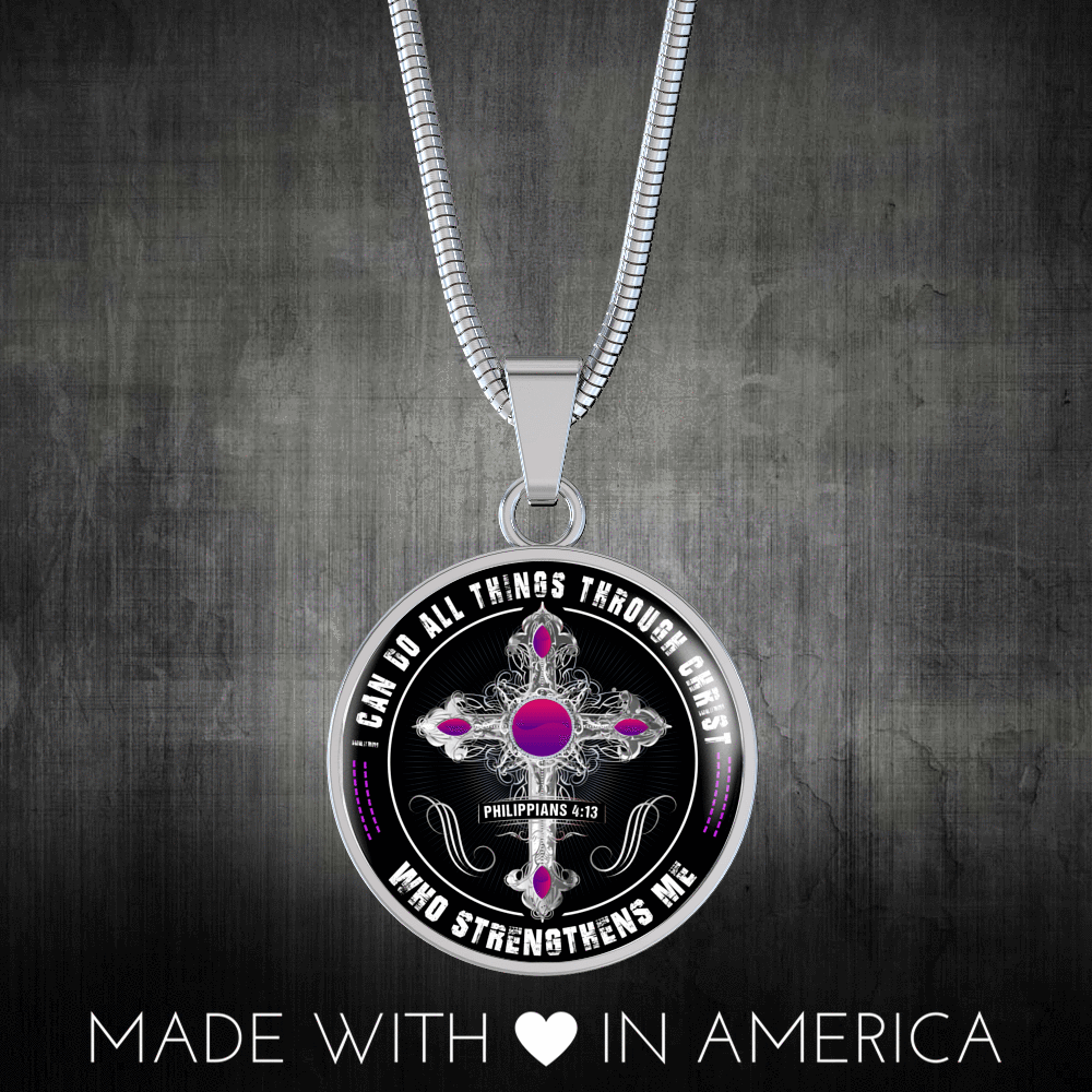 I Can Do All Things Through Christ - Silver Finished Circle Necklace - podprintz.com