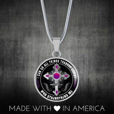 I Can Do All Things Through Christ - Silver Finished Circle Necklace - podprintz.com