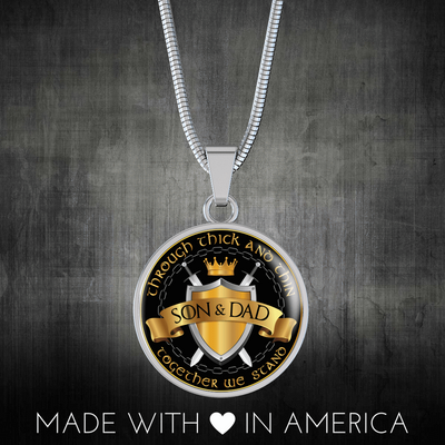 Son and Dad Through Thick and Thin - Silver Finished Circle Necklace (Father / Son) - podprintz.com