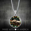 Father Daughter Best Friends Fist Bump (color)  - Silver Finished Circle Necklace - podprintz.com