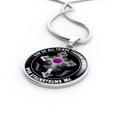 I Can Do All Things Through Christ - Silver Finished Circle Necklace - podprintz.com