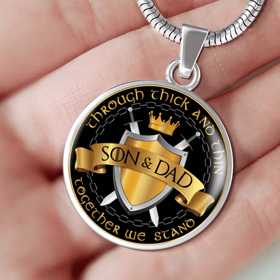 Son and Dad Through Thick and Thin - Silver Finished Circle Necklace (Father / Son) - podprintz.com