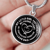 My Little Girl Forever, Love Dad (Silver Ribbon Heart) - Silver Finished Circle Necklace - podprintz.com