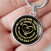 My Little Girl Forever, Love Dad (Yellow Ribbon Heart) - Silver Finished Circle Necklace - podprintz.com