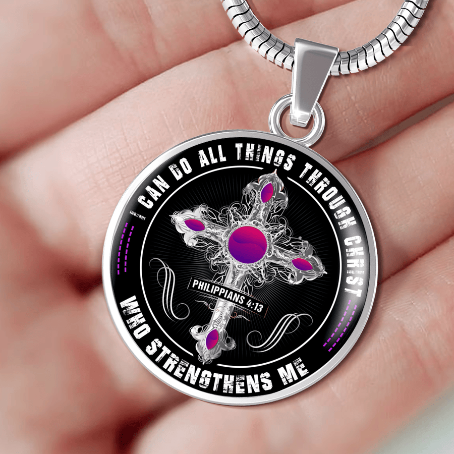 I Can Do All Things Through Christ - Silver Finished Circle Necklace - podprintz.com