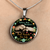 Father Daughter Best Friends Fist Bump (color)  - Silver Finished Circle Necklace - podprintz.com