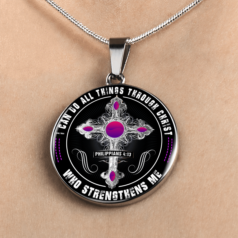 I Can Do All Things Through Christ - Silver Finished Circle Necklace - podprintz.com