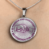 FATHER DAUGHTER FIST BUMP BEST FRIENDS - (PURPLE ON TRANSPARENT) SILVER FINISHED CIRCLE NECKLACE - podprintz.com