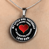 My Little Girl Forever, Love Dad (White Text) - Silver Finished Circle Necklace - podprintz.com