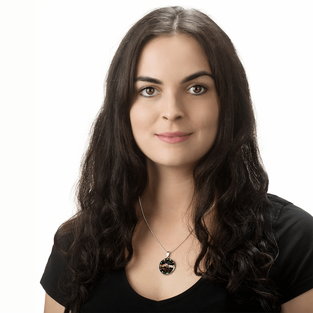 Father Daughter Best Friends Fist Bump (color)  - Silver Finished Circle Necklace - podprintz.com