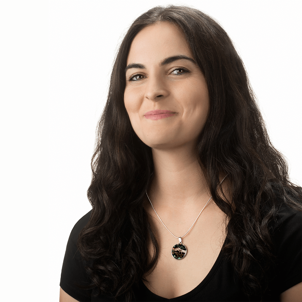 Father Daughter Best Friends Fist Bump (color)  - Silver Finished Circle Necklace - podprintz.com