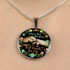 Father Daughter Best Friends Fist Bump (color)  - Silver Finished Circle Necklace - podprintz.com