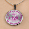 FATHER DAUGHTER FIST BUMP BEST FRIENDS - (PINK ON TRANSPARENT) SILVER FINISHED CIRCLE NECKLACE - podprintz.com