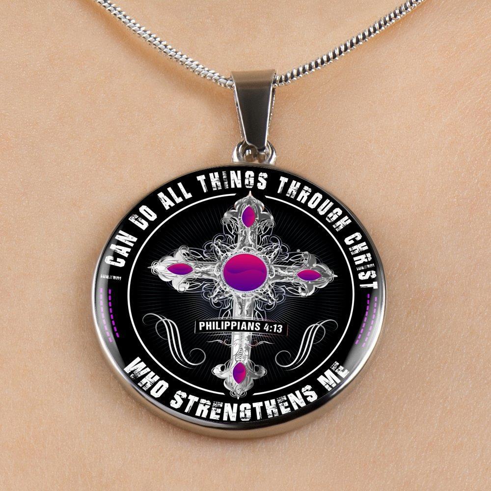I Can Do All Things Through Christ - Silver Finished Circle Necklace - podprintz.com