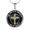 LORD IS MY STRENGTH AND MY SHIELD (YELLOW CROSS) - SILVER AND GOLD FINISHED CIRCLE NECKLACE EO - podprintz.com