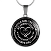 My Little Girl Forever, Love Dad (Silver Ribbon Heart) - Silver Finished Circle Necklace - podprintz.com