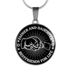FATHER DAUGHTER FIST BUMP BEST FRIENDS - (BLACK & WHITE) SILVER FINISHED CIRCLE NECKLACE - podprintz.com