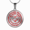 My Little Girl Forever, Love Dad (Red Ribbon Heart) - Transparent Silver Finished Circle Necklace - podprintz.com