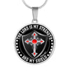 LORD IS MY STRENGTH AND MY SHIELD (RED) - SILVER AND GOLD FINISHED CIRCLE NECKLACE - podprintz.com