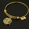 MY LITTLE GIRL YESTERDAY - FRIEND TODAY - DAUGHTER FOREVER - GOLD FINISHED CIRCLE BANGLE BRACELET (BLACK ON TRANSPARENT) - podprintz.com