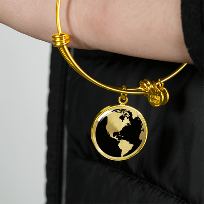 My World 18K Gold Finished Necklace or Bangle Bracelet - podprintz.com