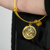 MY LITTLE GIRL YESTERDAY - FRIEND TODAY - DAUGHTER FOREVER - GOLD FINISHED CIRCLE BANGLE BRACELET (BLACK ON TRANSPARENT) - podprintz.com