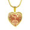 MY LITTLE GIRL YESTERDAY - FRIEND TODAY - DAUGHTER FOREVER - GOLD FINISHED HEART NECKLACE (RED ON TRANSPARENT) - podprintz.com