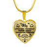 MY LITTLE GIRL YESTERDAY - FRIEND TODAY - DAUGHTER FOREVER - GOLD FINISHED HEART NECKLACE (BLACK ON TRANSPARENT) - podprintz.com