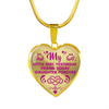 MY LITTLE GIRL YESTERDAY - FRIEND TODAY - DAUGHTER FOREVER - GOLD FINISHED HEART NECKLACE (HOT PINK ON TRANSPARENT) - podprintz.com