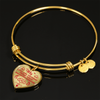 MY LITTLE GIRL YESTERDAY - FRIEND TODAY - DAUGHTER FOREVER - (RED ON TRANSPARENT) - GOLD FINISHED HEART BANGLE BRACELET - podprintz.com