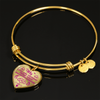 MY LITTLE GIRL YESTERDAY - FRIEND TODAY - DAUGHTER FOREVER - GOLD FINISHED HEART BANGLE BRACELET (HOT PINK ON TRANSPARENT) - podprintz.com