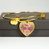 MY LITTLE GIRL YESTERDAY - FRIEND TODAY - DAUGHTER FOREVER - GOLD FINISHED HEART BANGLE BRACELET (HOT PINK ON TRANSPARENT) - podprintz.com