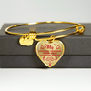 MY LITTLE GIRL YESTERDAY - FRIEND TODAY - DAUGHTER FOREVER - (RED ON TRANSPARENT) - GOLD FINISHED HEART BANGLE BRACELET - podprintz.com